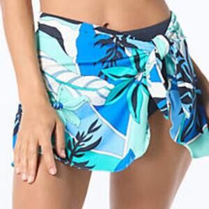 Coco Contours Halo Sarong Swim skirt blue tropical - M